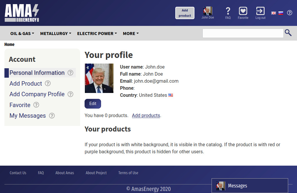 Personal account